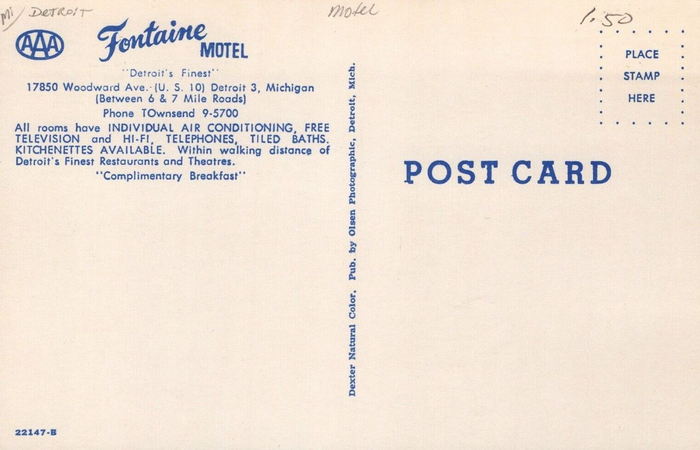 Fontaine Motel - Old Post Card (newer photo)